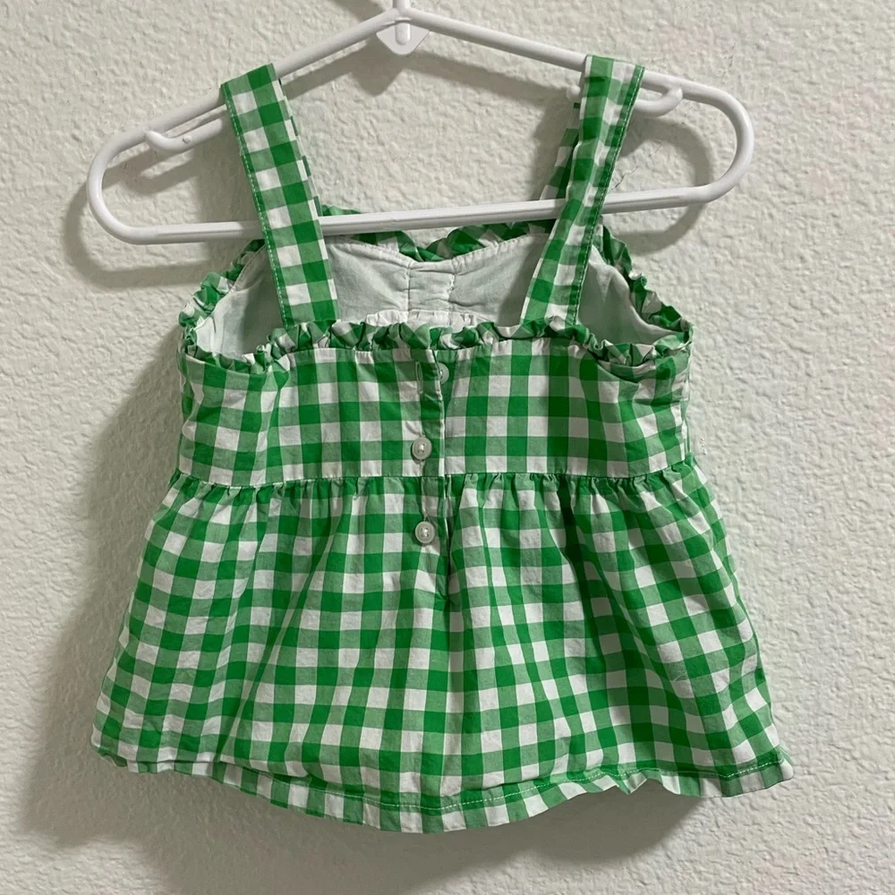 Janie and Jack green and white gingham tank top